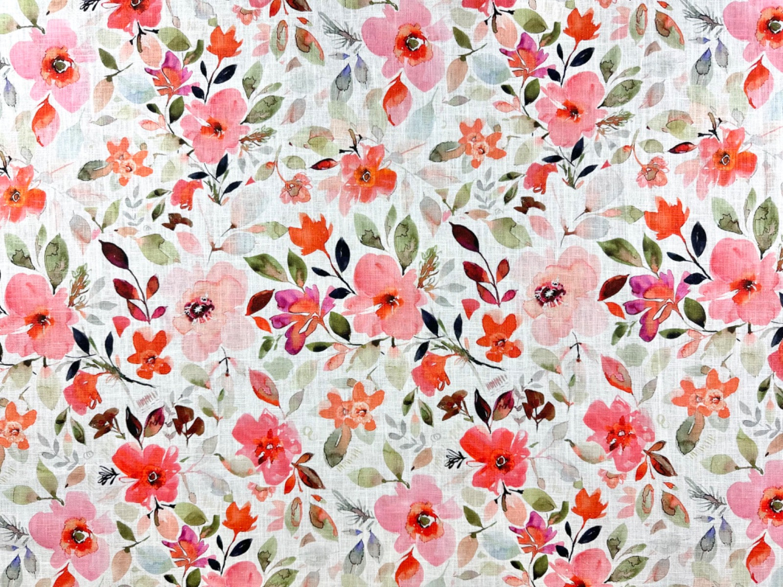 C775 Linen Painted Flowers Pink