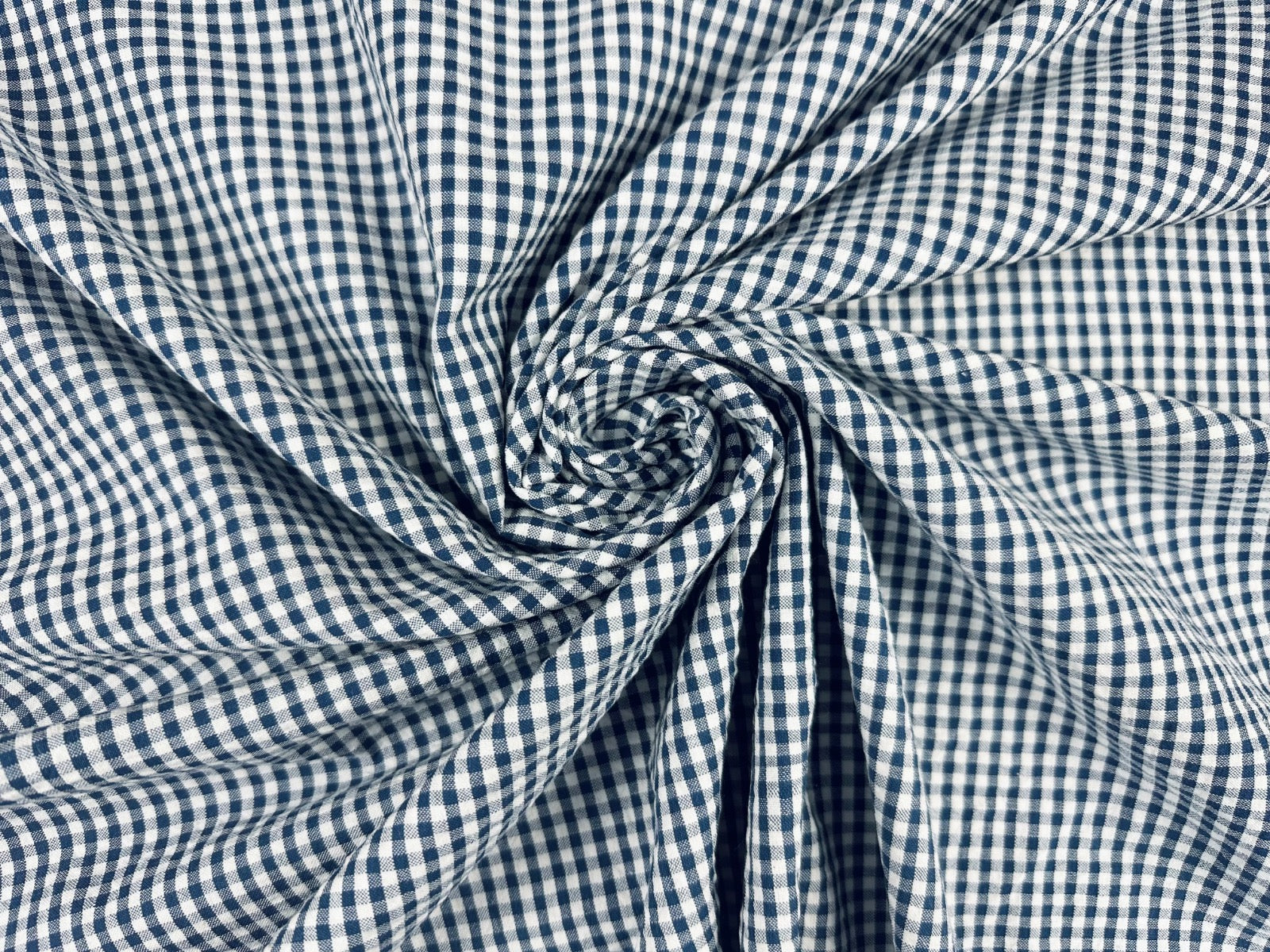 Seersucker Gingham Dark Blue C805