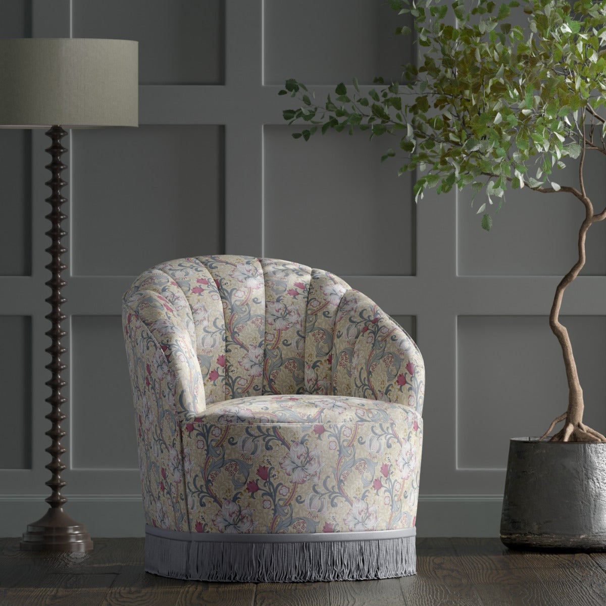 Clarke & Clarke Golden Lily Dove Plum