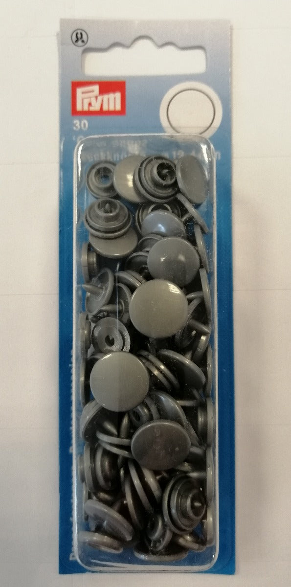 Prym Non Sew Colour Snap Fasteners Silver Grey