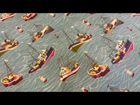 S209 Fishing Boats Oilcloth Blue