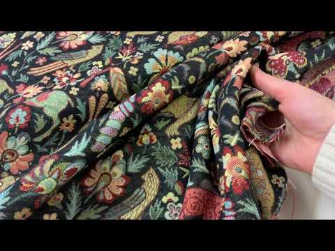 S210 Tudor Woodland Animals Tapestry Noir