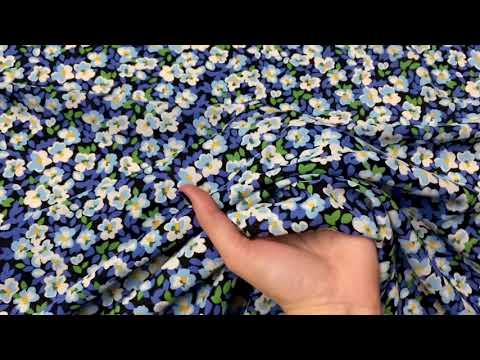 F338 Inky Flowers Soft Drape Blue