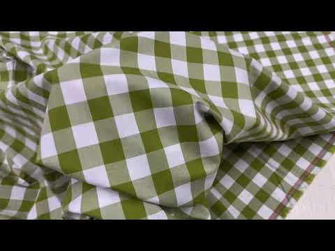 C746 17mm Green Olive Woven Cotton Gingham