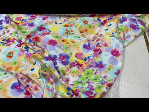 Watercolour Flowers Stretch Viscose Multi W42