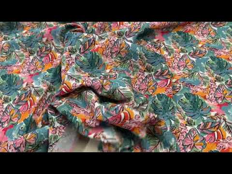 i507 Tropical Palms Double Muslin Multi