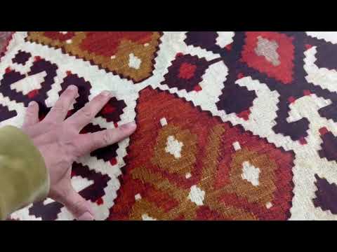 S258 Aztec Kilim Rust Oilcloth