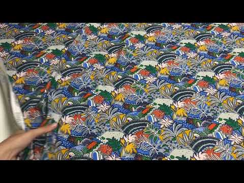 H355 Jungle Arches Cotton Blue Multi