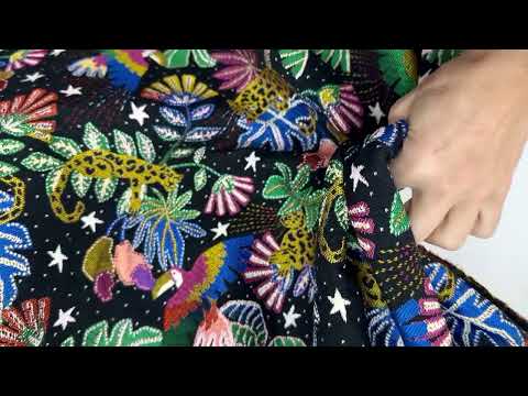 H379 Midnight Party Jungle Animal Black Multi