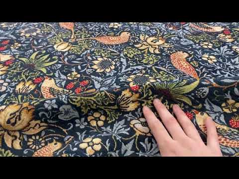 S274 Navy Strawberry thief velvet tapestry