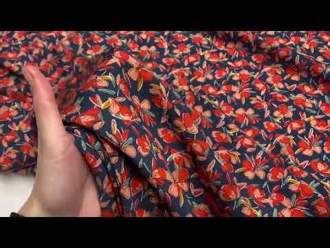 H384 Rouge Flowers Viscose Petrol