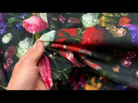 Peony Cotton Black Multi T398