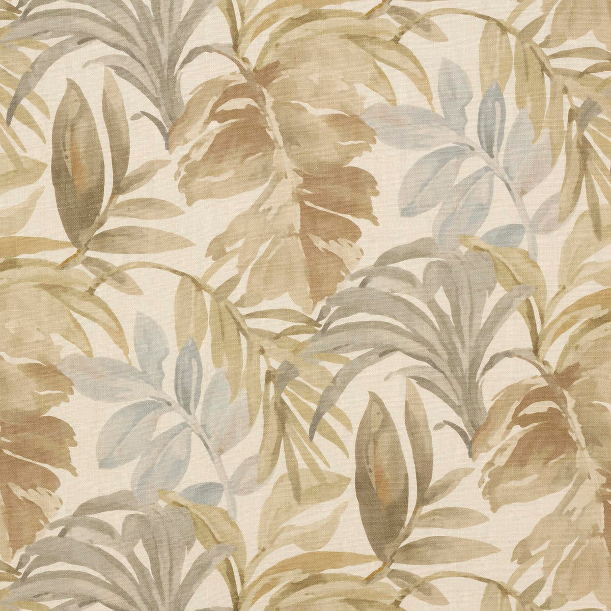 iLiv Tropique Stone contemporary fabric in neutral tones, featuring a stylish leaf design on a linen mix base cloth.