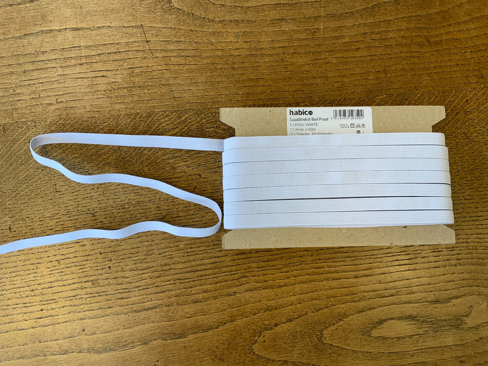 13mm White Elastic Stretch Trim Cord Haberdashery