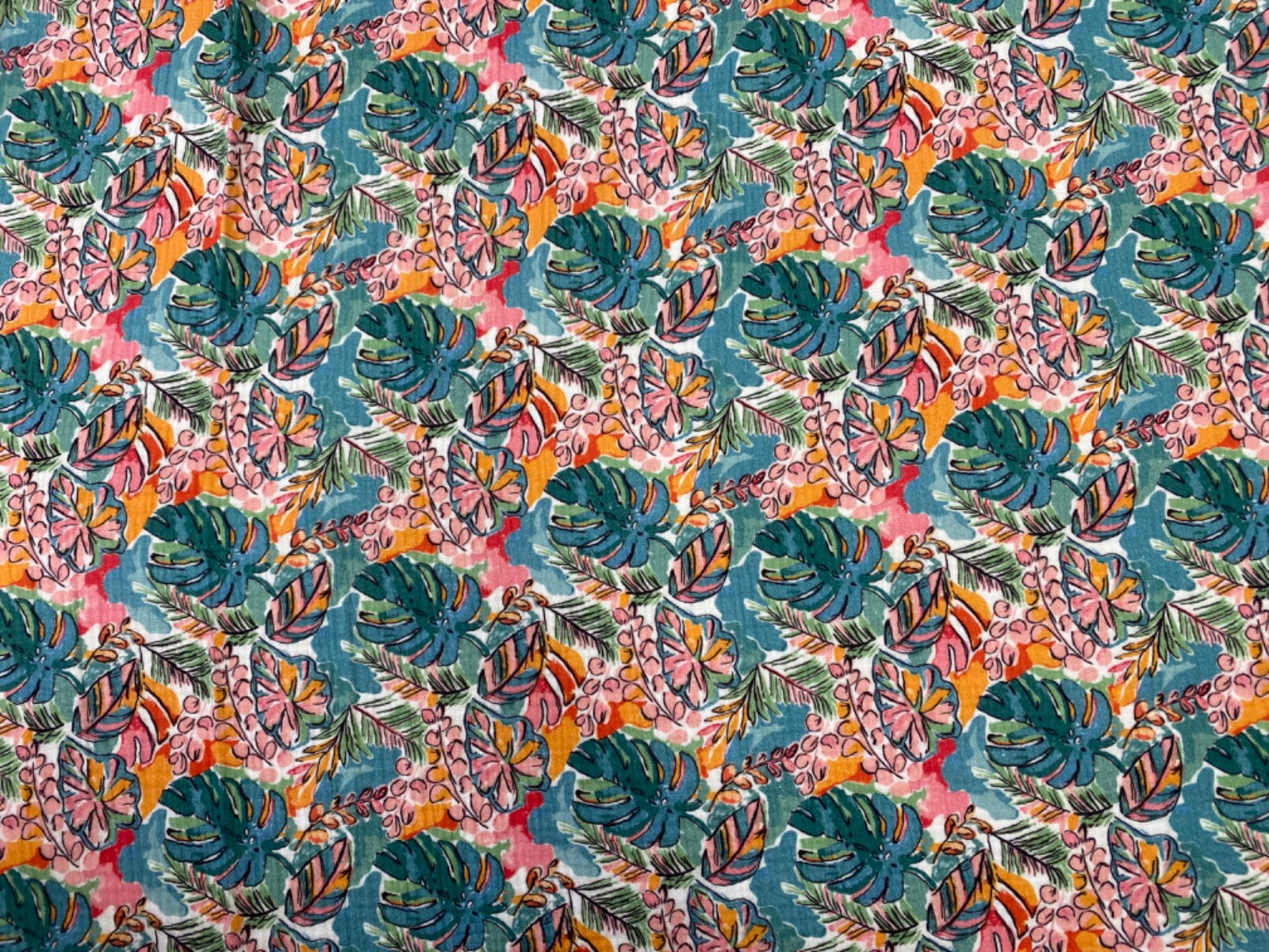 i507 Tropical Palms Double Muslin Multi