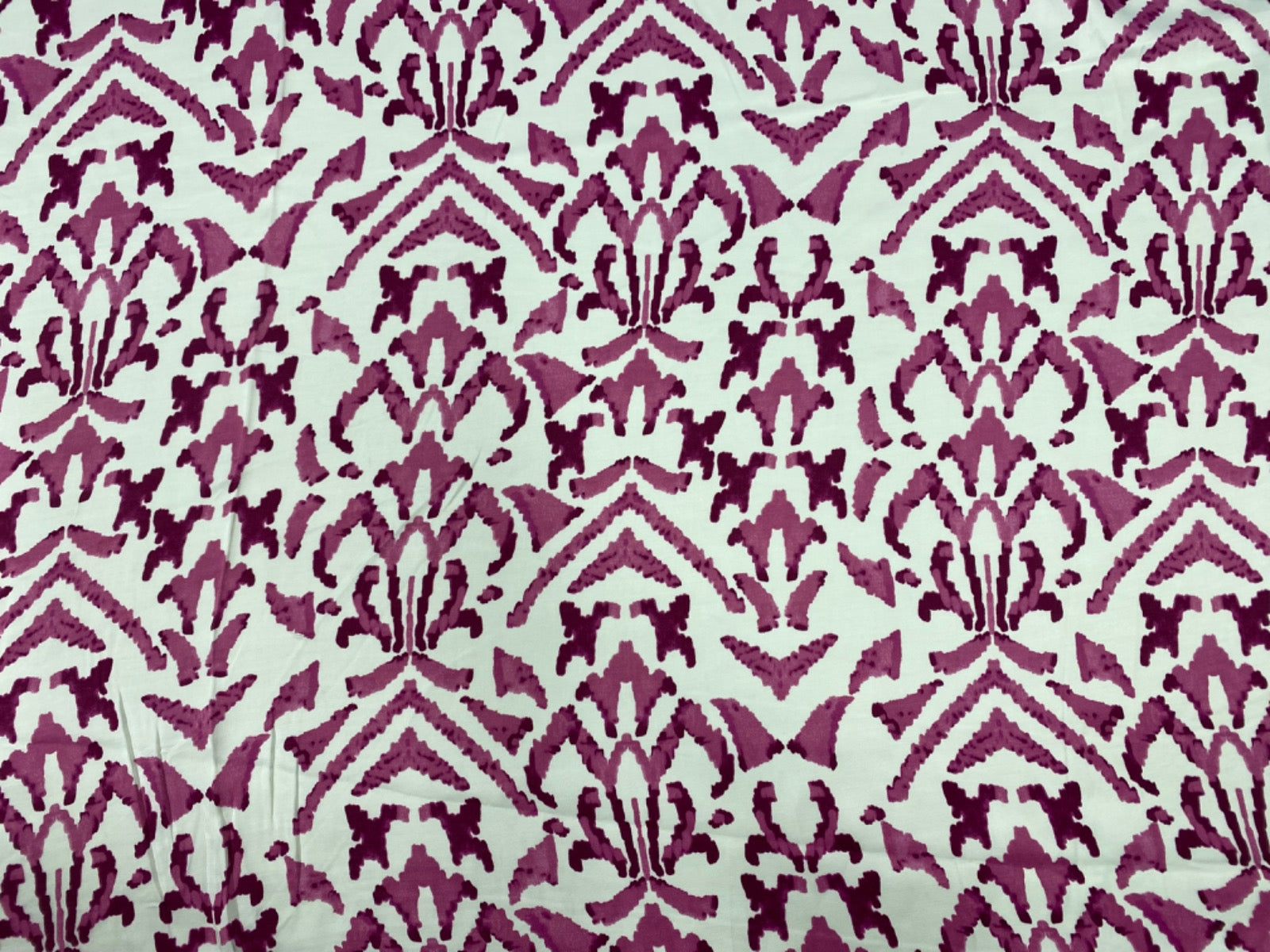 B376 Viscose Satin Painted Aztec Pink