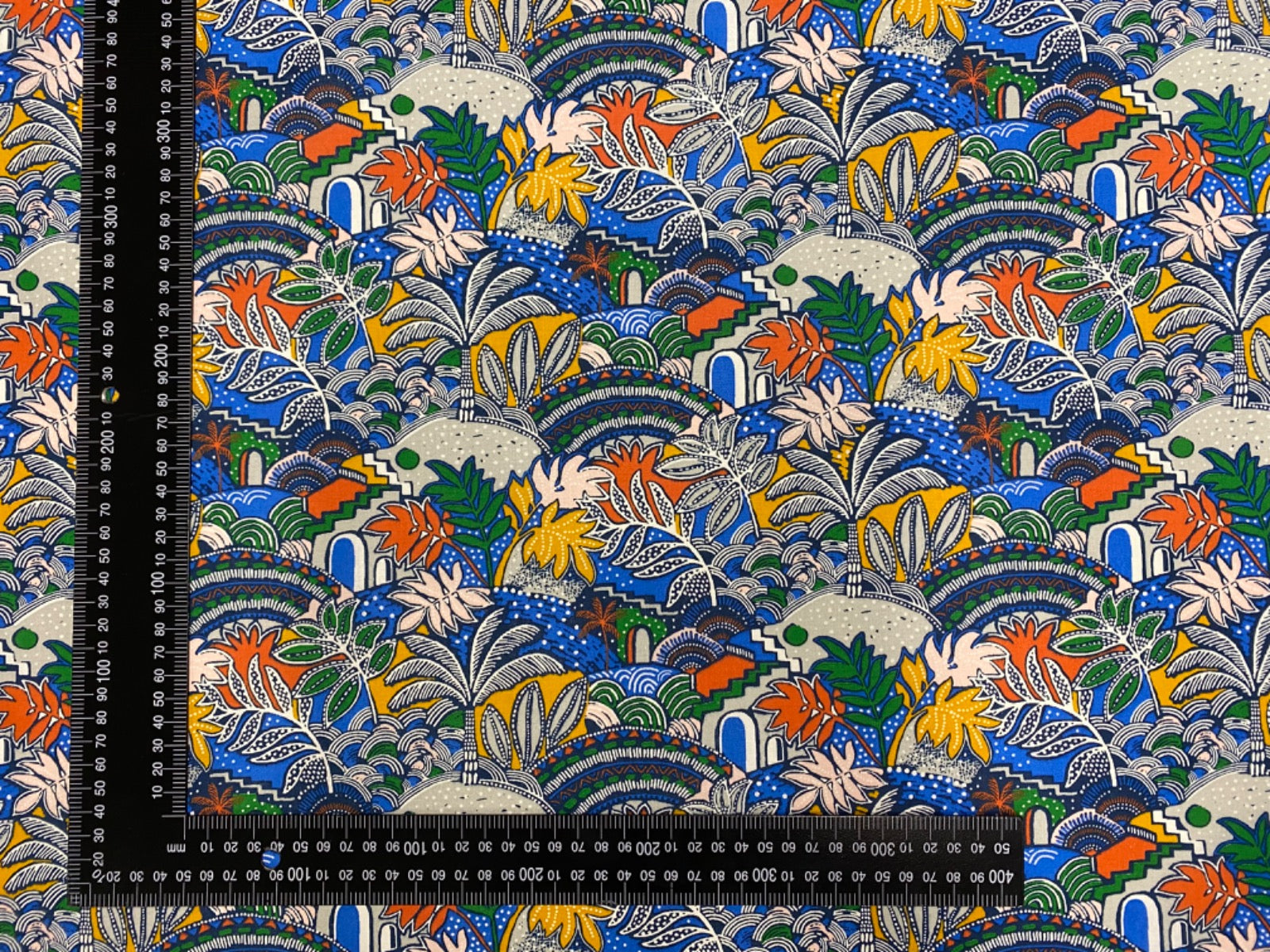 H355 Jungle Arches Cotton Blue Multi