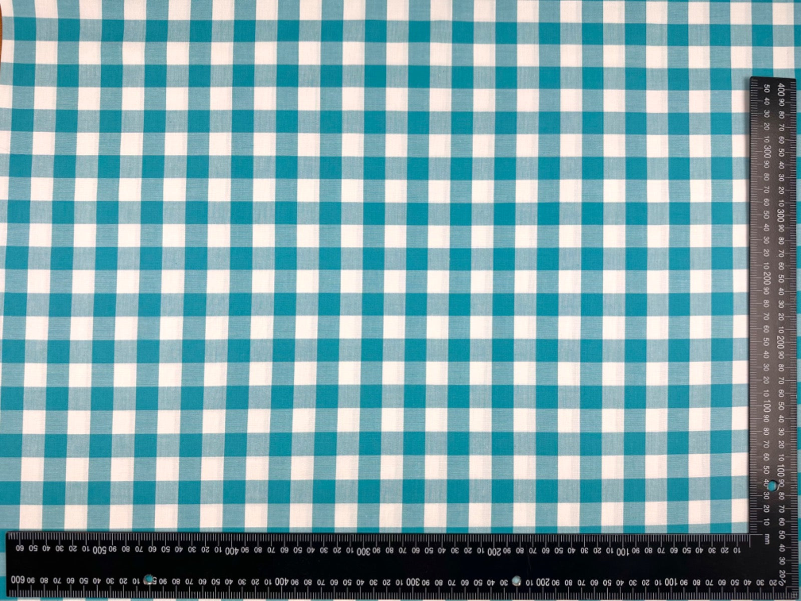 C782 17mm Woven Cotton Gingham Turquoise