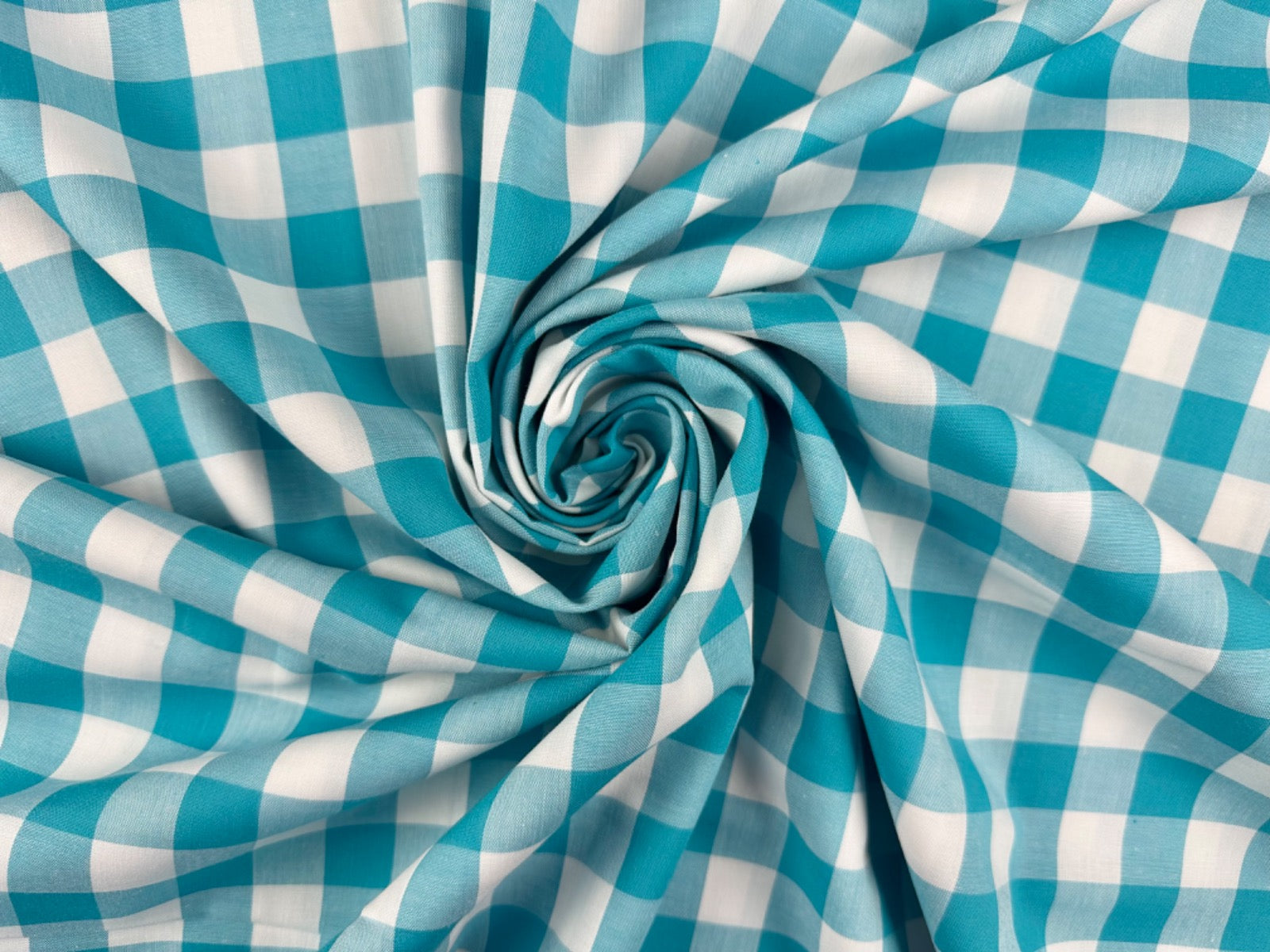 C782 17mm Woven Cotton Gingham Turquoise