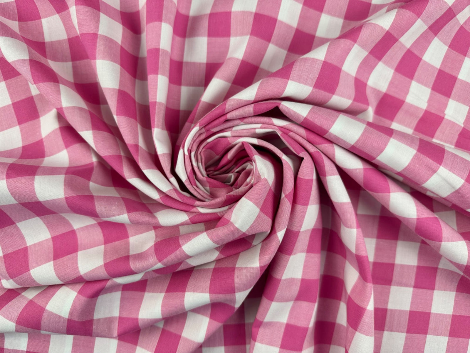 C783 17mm Woven Cotton Gingham Fuchsia
