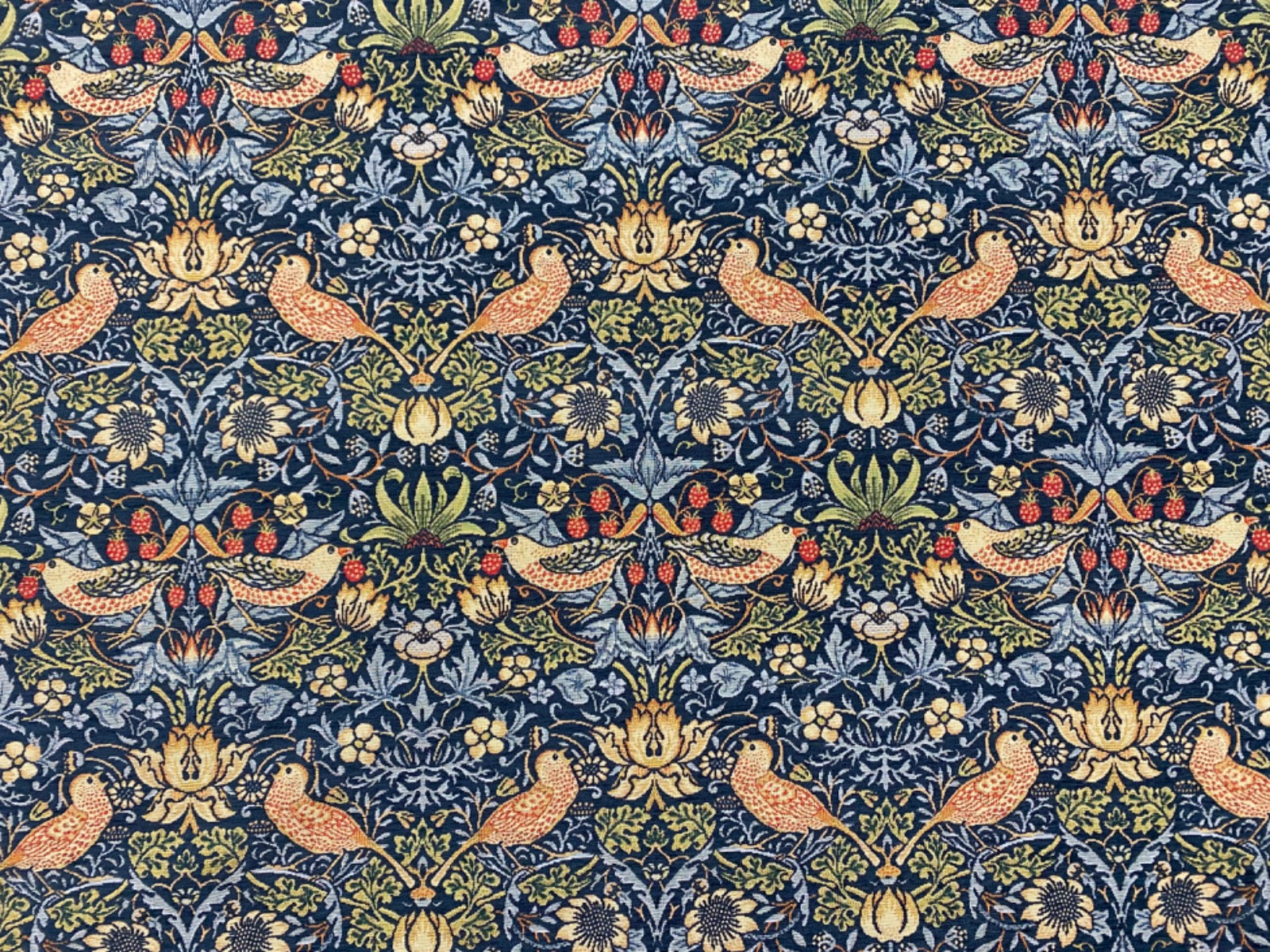 S274 Navy Strawberry thief velvet tapestry