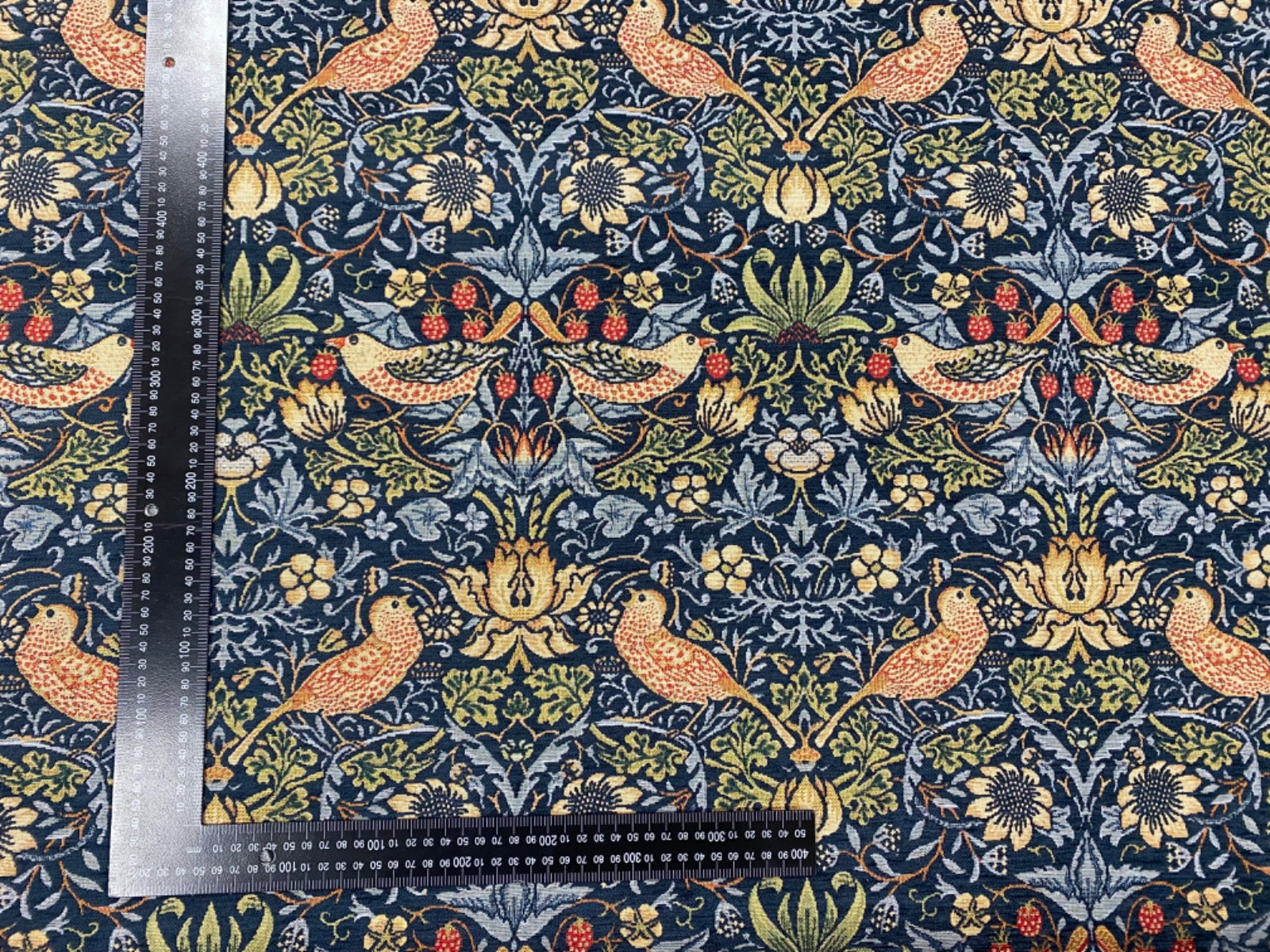 S274 Navy Strawberry thief velvet tapestry