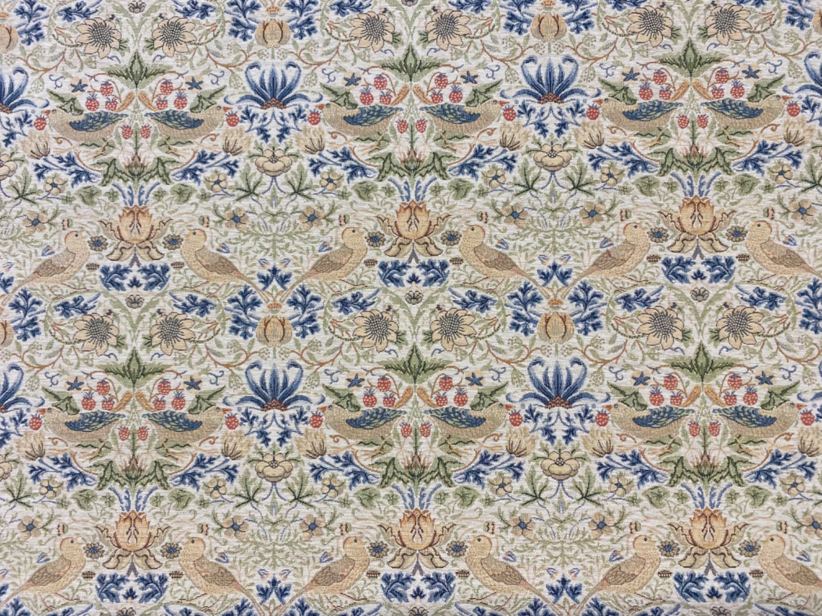 S275 Natural Strawberry thief velvet tapestry