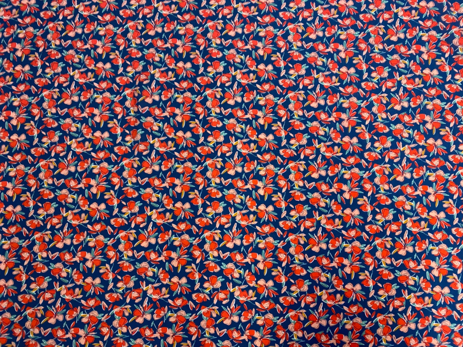 H384 Rouge Flowers Viscose Petrol