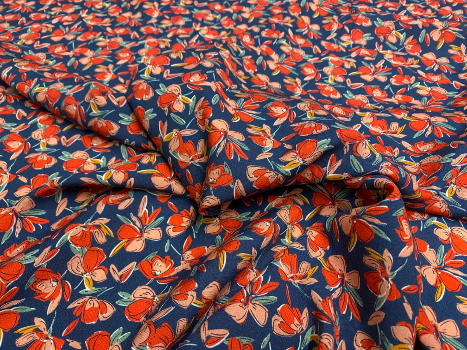 H384 Rouge Flowers Viscose Petrol