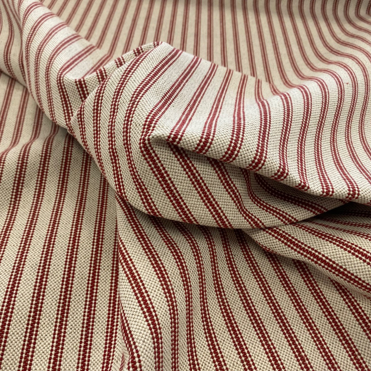 S281 Red Rustic Country Ticking Stripe