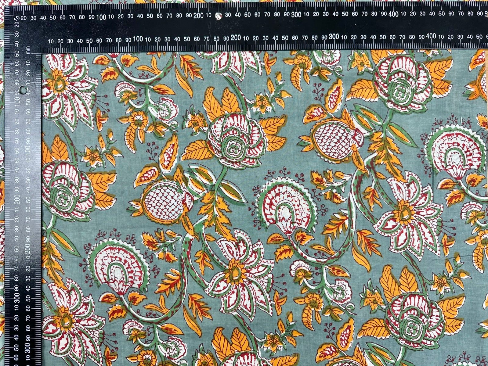 H405 Jaipur Flower Block Print Grey
