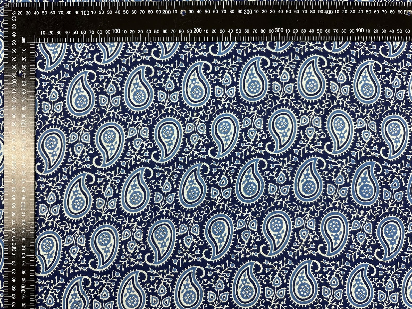 H400 Paisley Block Print Cotton Navy