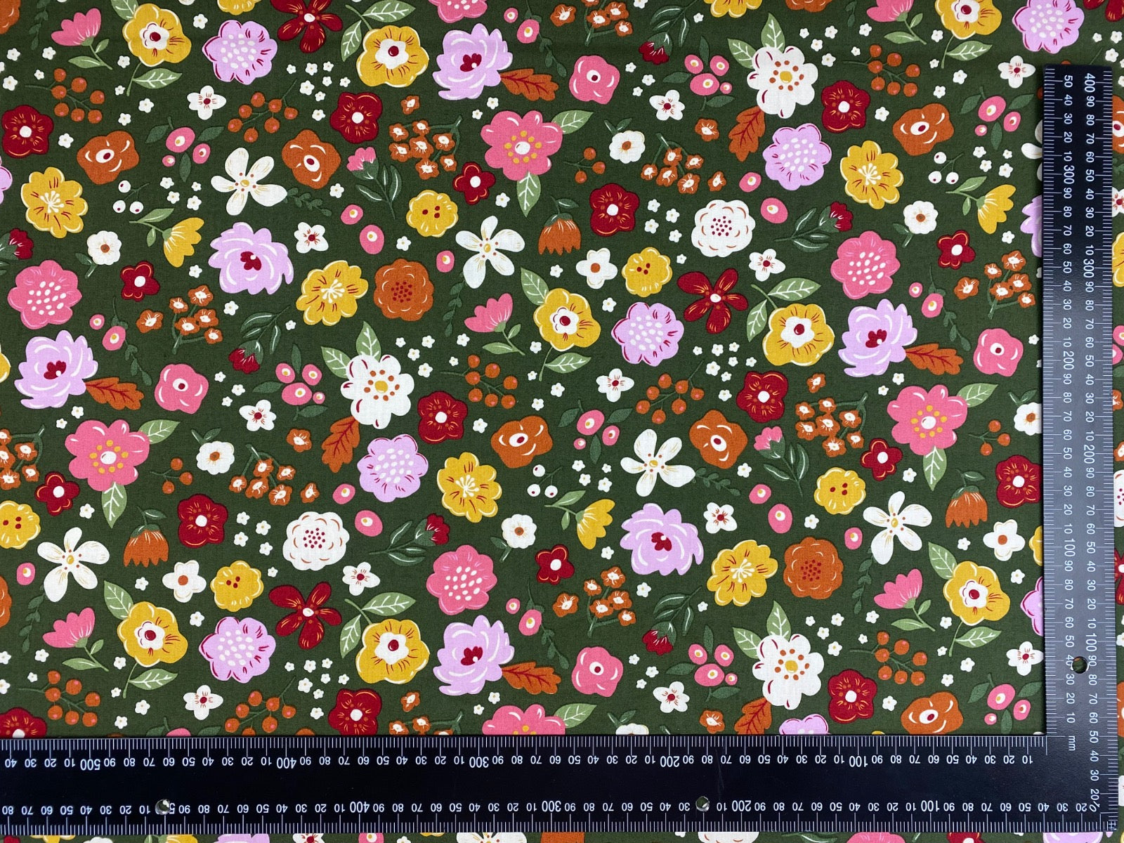 C813 Woodland Flowers Cotton Poplin Green