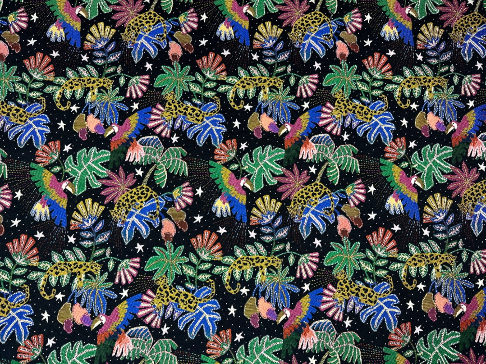 H379 Midnight Party Jungle Animal Black Multi