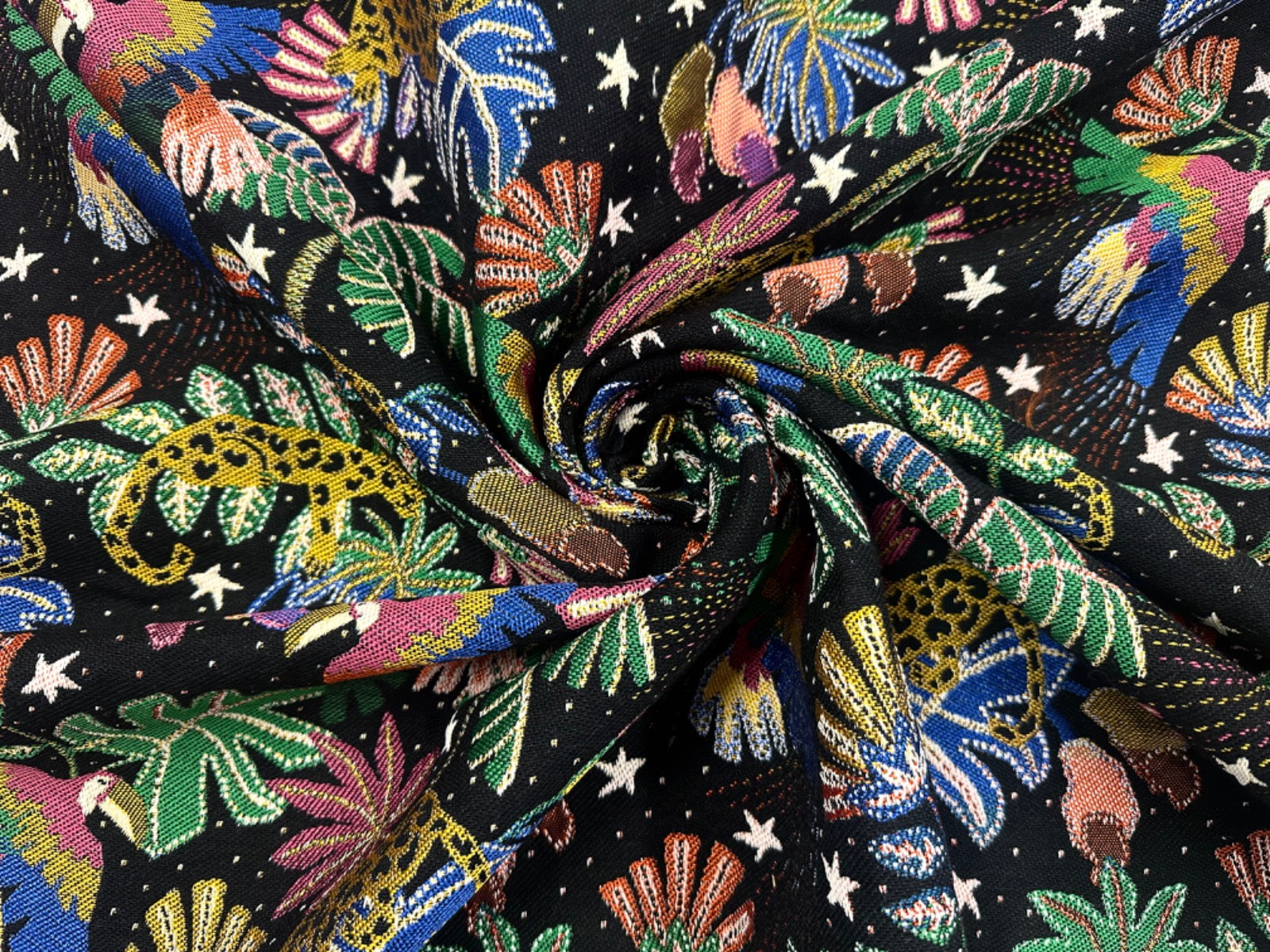 H379 Midnight Party Jungle Animal Black Multi