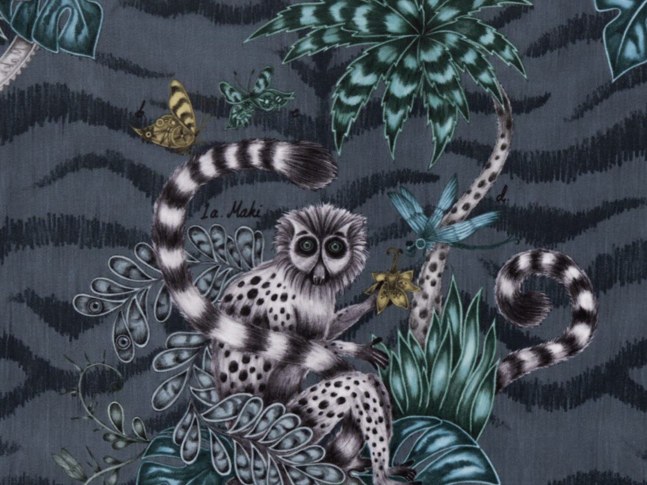 Clarke & Clarke Lemur Navy Velvet