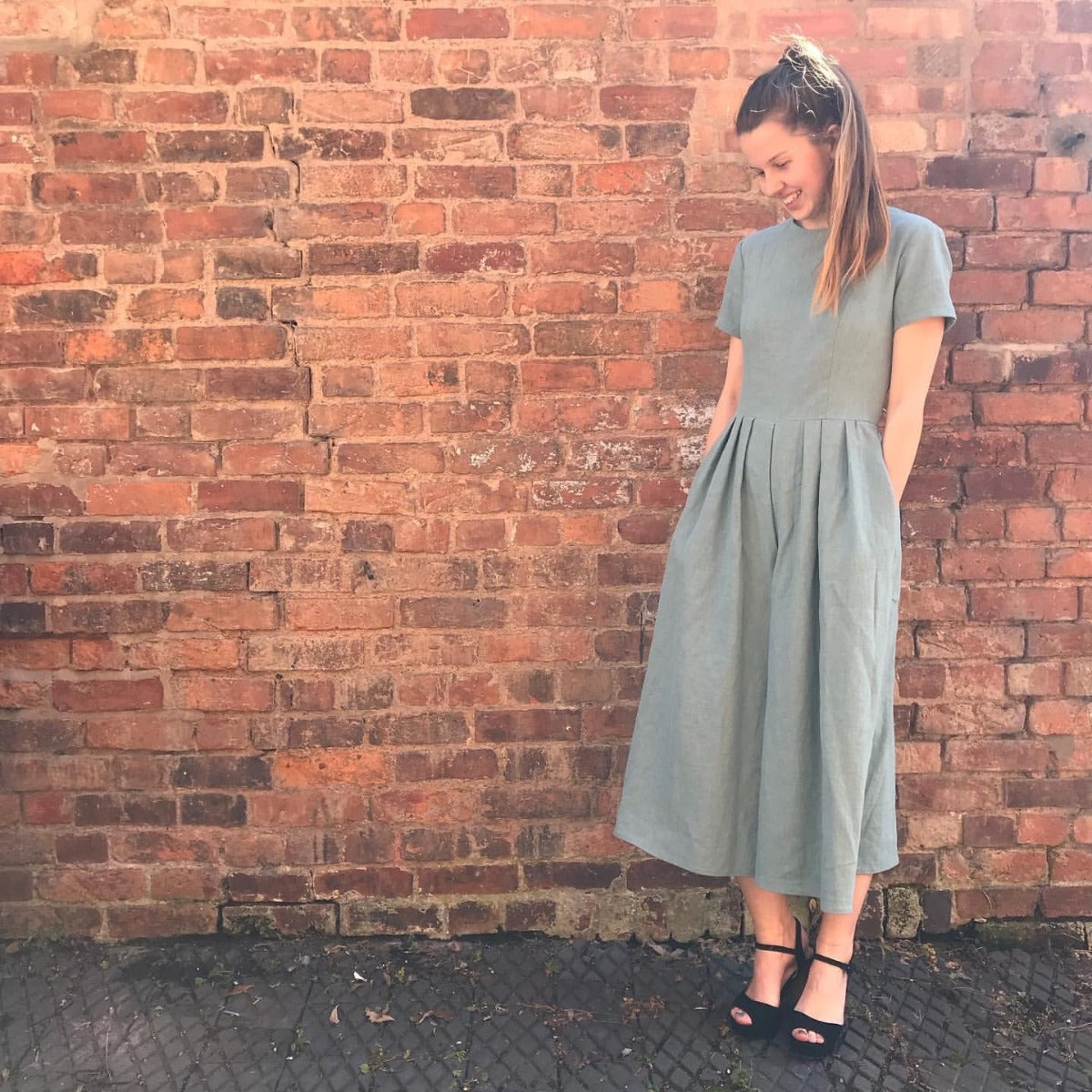 Washed Ramie Linen Look Black B182