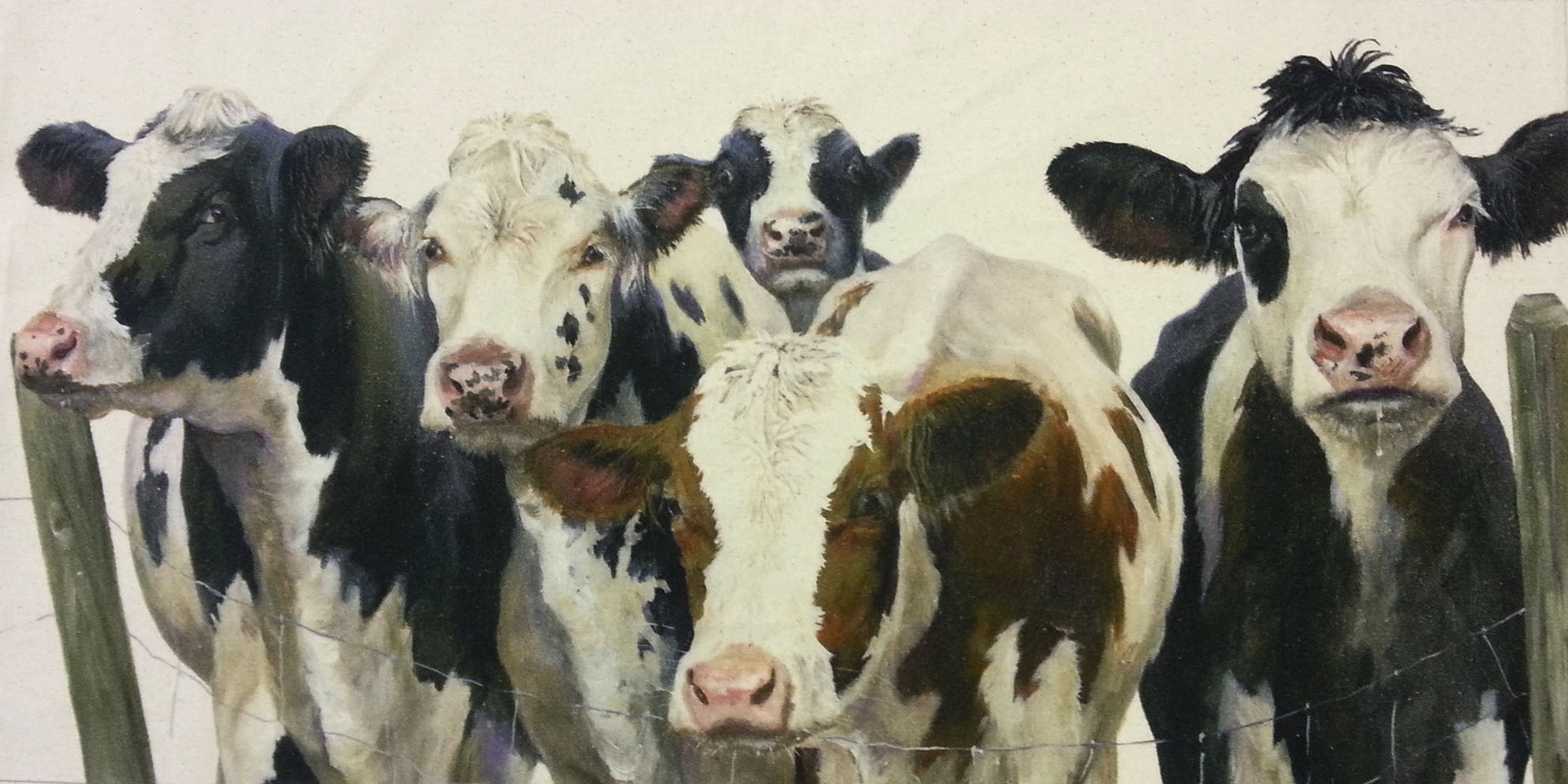 Organic Cotton Farmyard Faces Waiting Cows Oblong Natural Panel