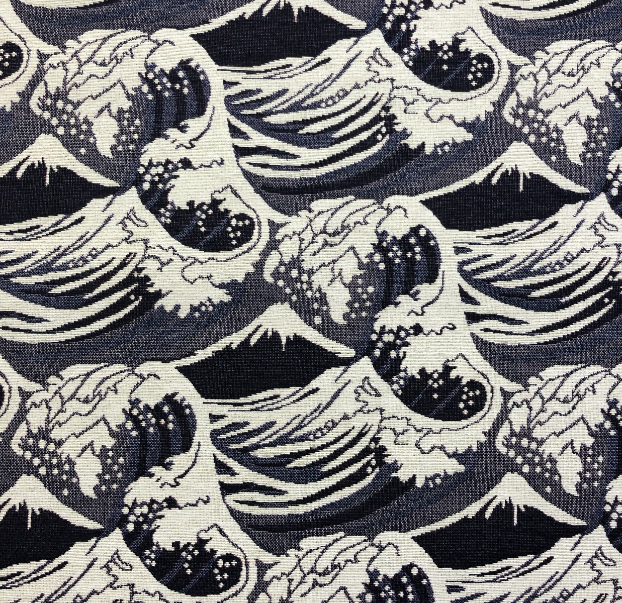 Japanese Waves Navy Blue White R36