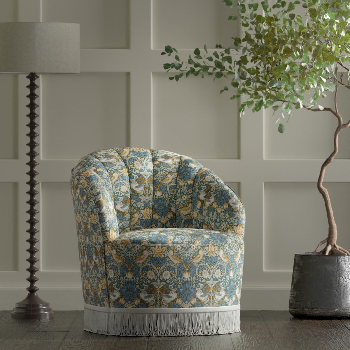 Clarke & Clarke Strawberry Thief Denim Spice