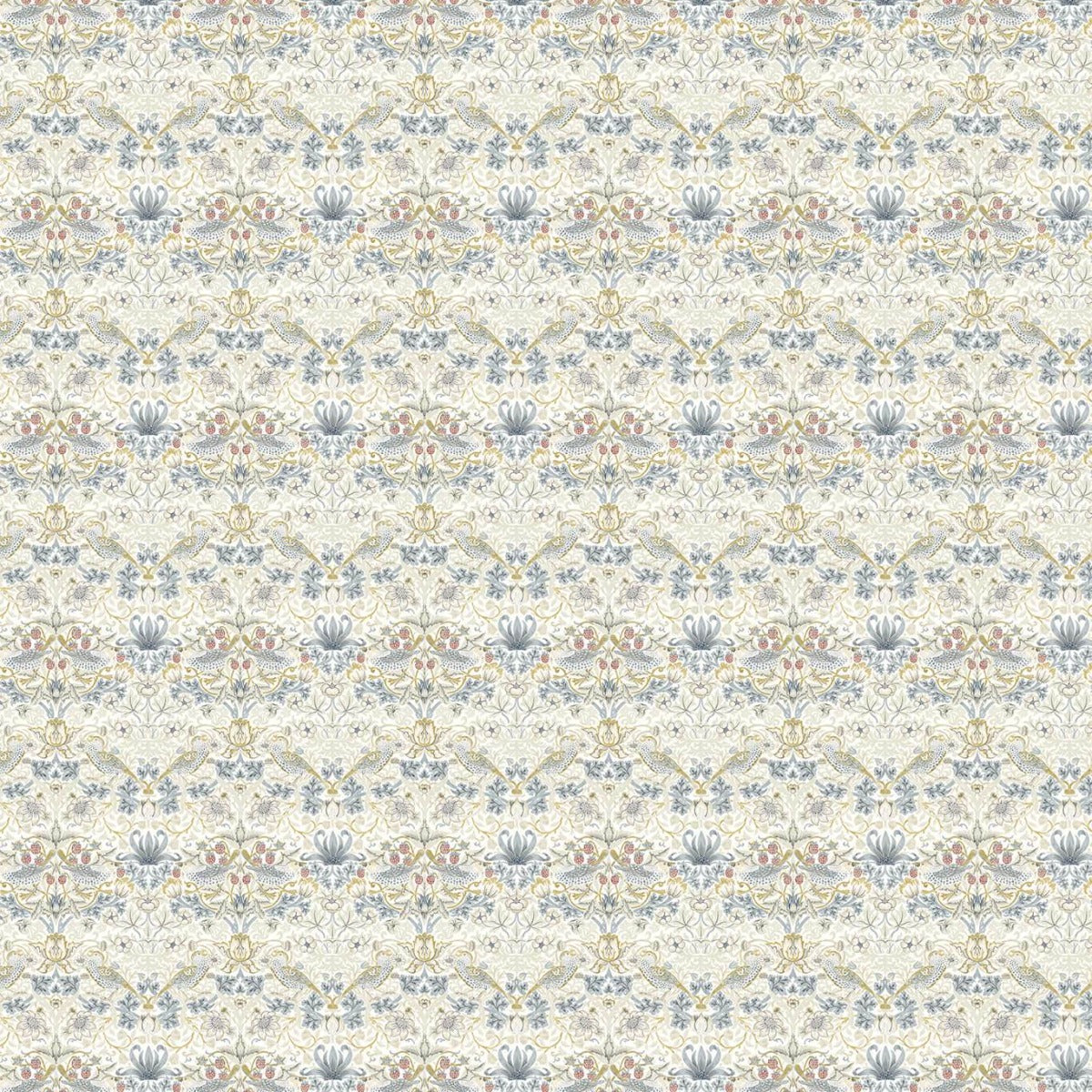 Clarke & Clarke Strawberry Thief Linen background with Plum detail