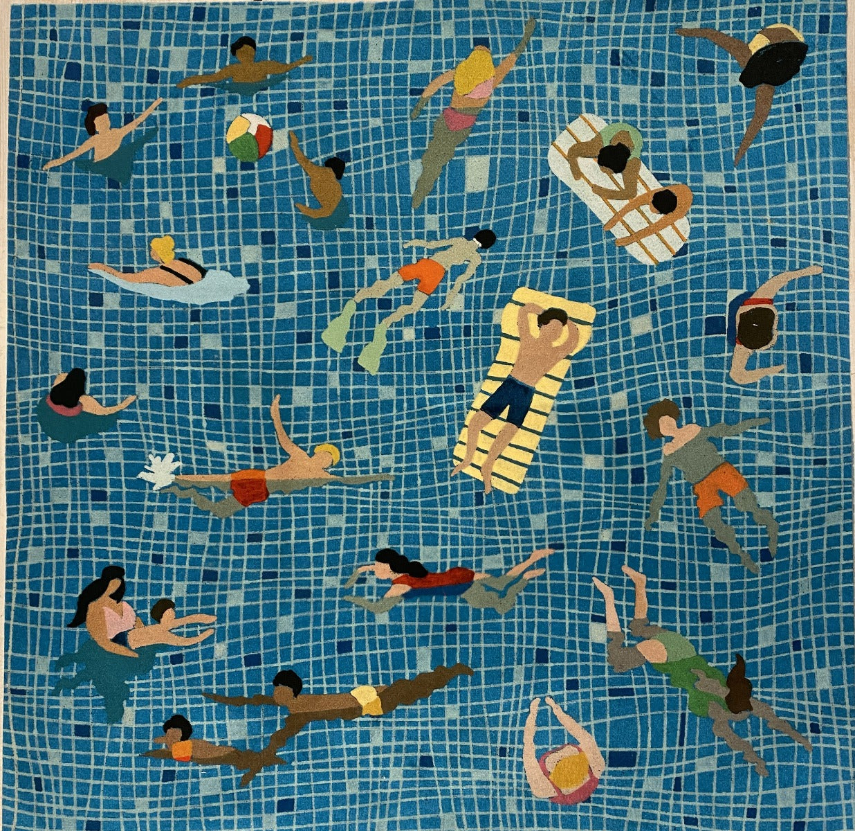 Swimmers Velvet Cushion Panel