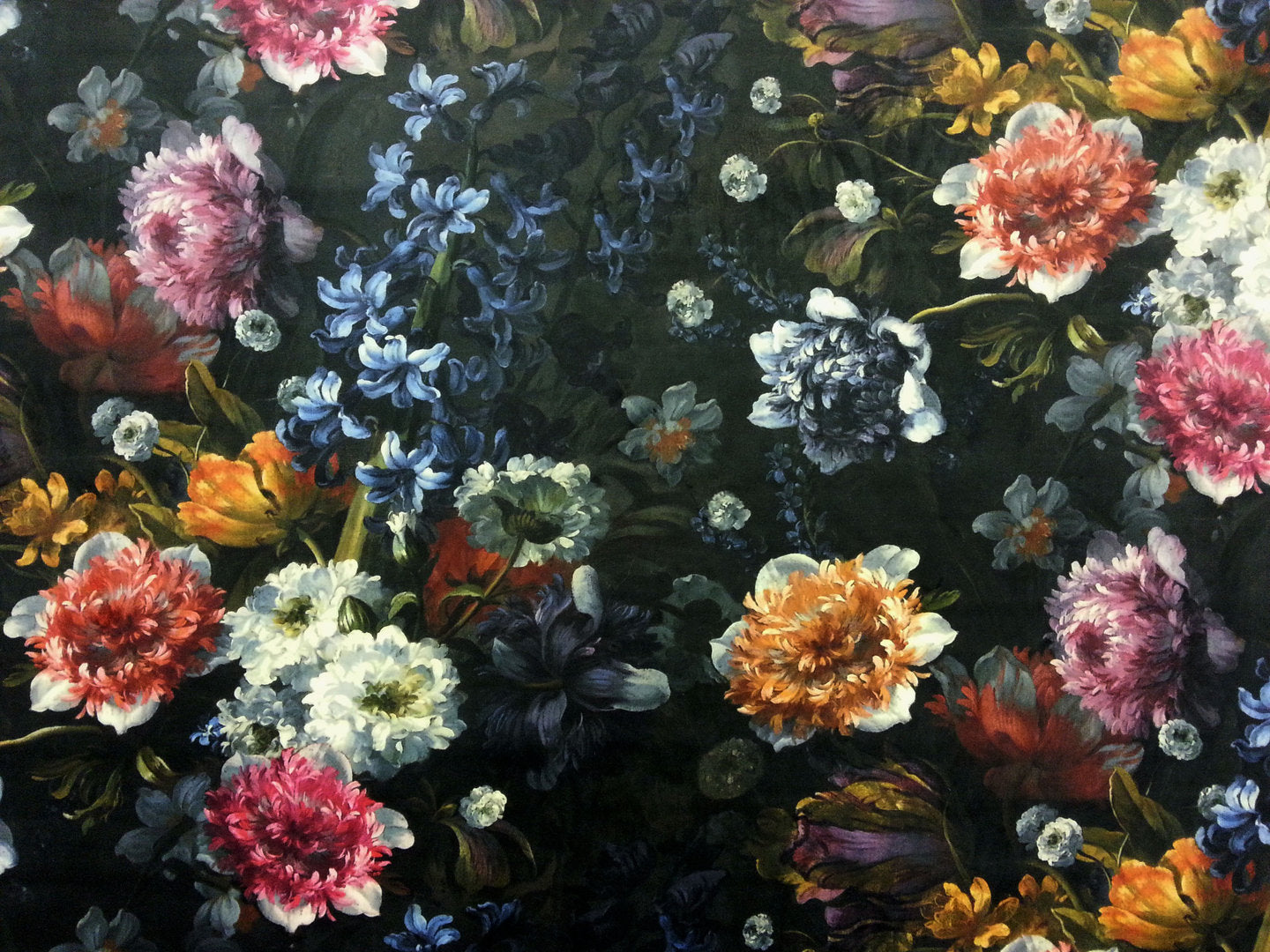 Dutch Flowers Velvet Black Multi T113