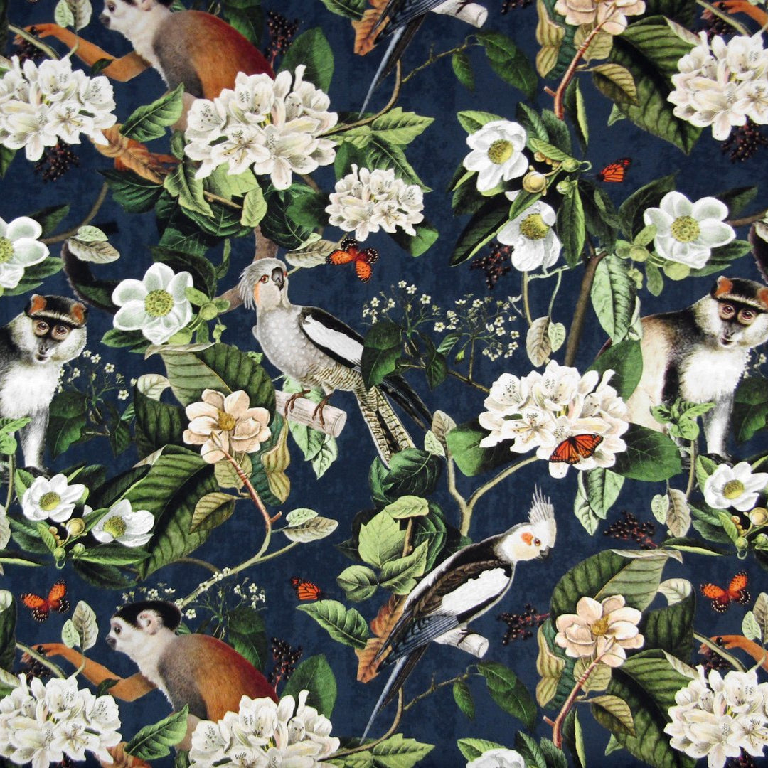 Lemur Jungle Cotton Navy T213