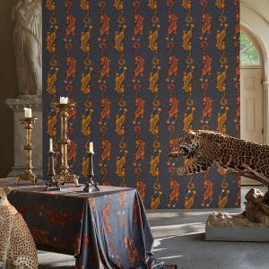 Clarke & Clarke Tigris Flame Velvet