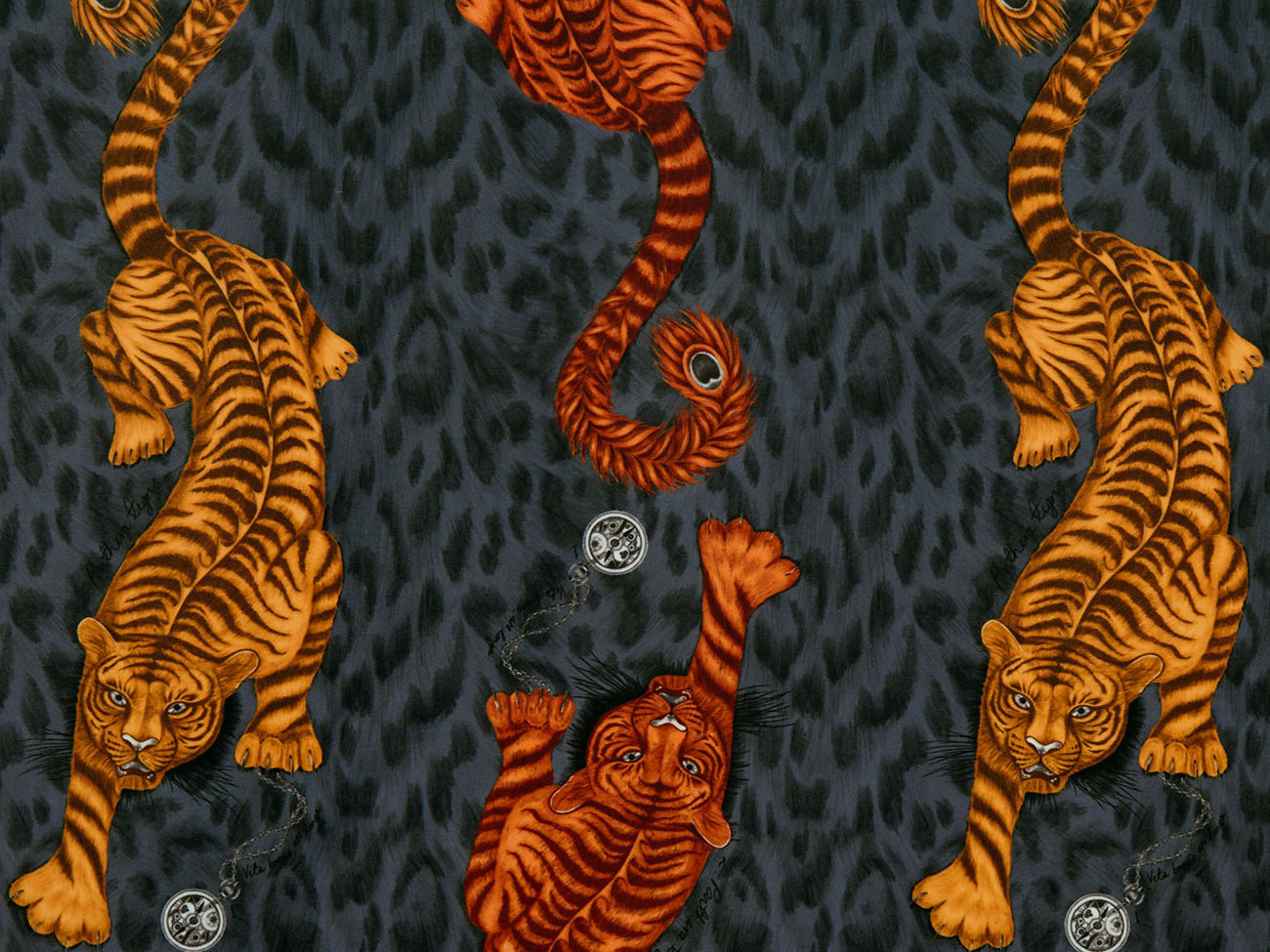 Clarke & Clarke Tigris Flame Velvet