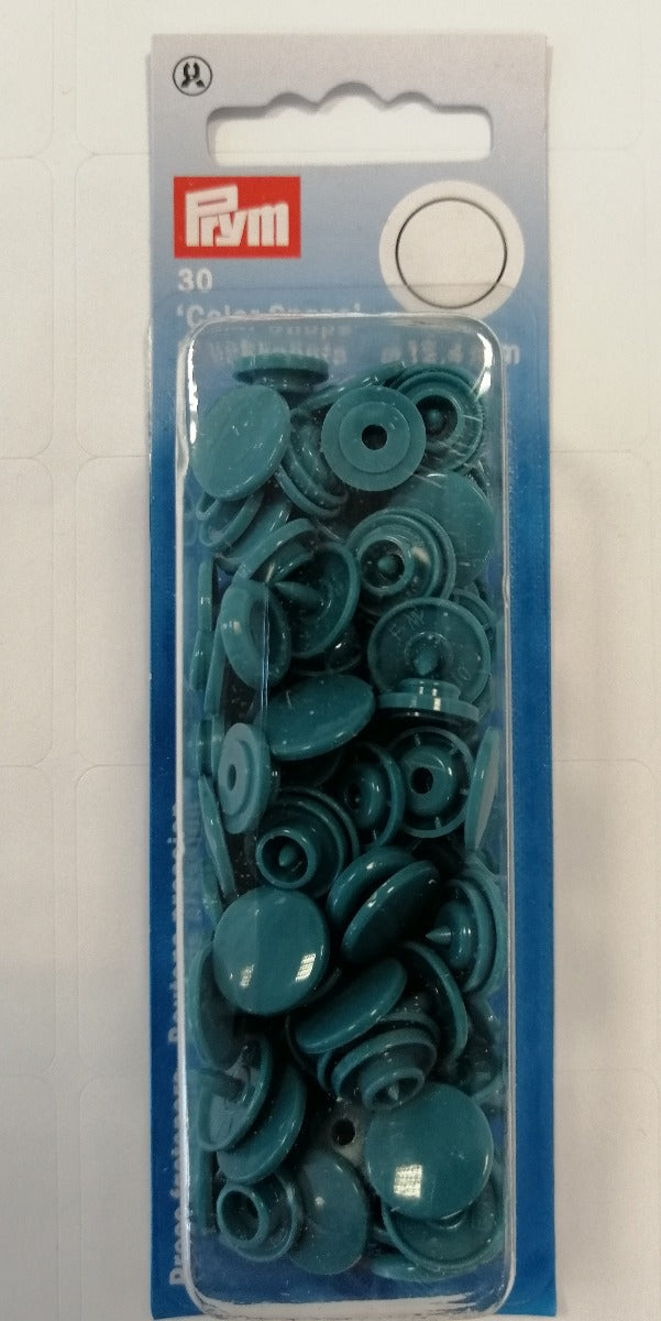 Prym Non Sew Colour Snap Fasteners Dark Turquoise Teal