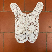 Pom Pom Button Crochet Applique White