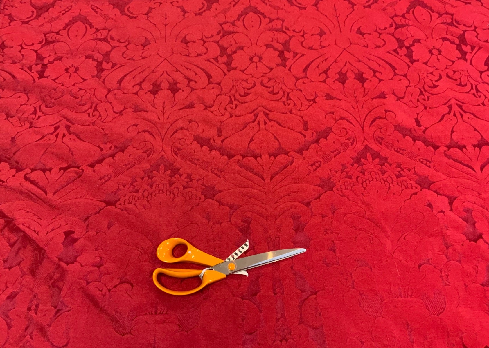 Faux Silk Damask Red