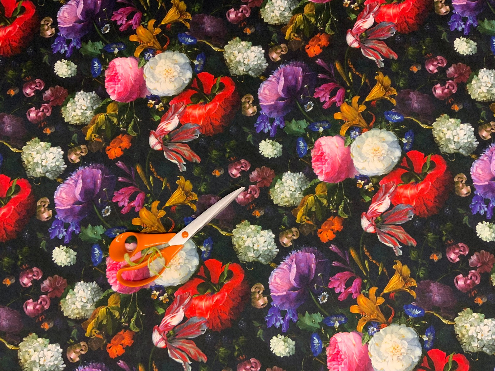 Peony Cotton Black Multi T398
